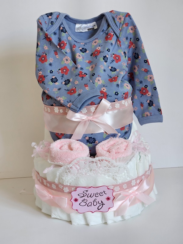 Akciós - virágos bodys pelenkatorta 1 Akciós virágos bodys pelenkatorta